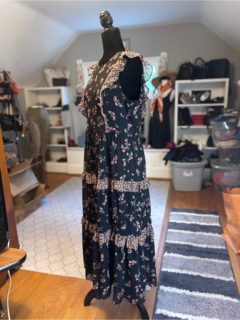 J.Crew Floral Ruffle Tiered Maxi Dress | NWT | Sz 8 | Romantic Cottagecore Style - Picture 3 of 7